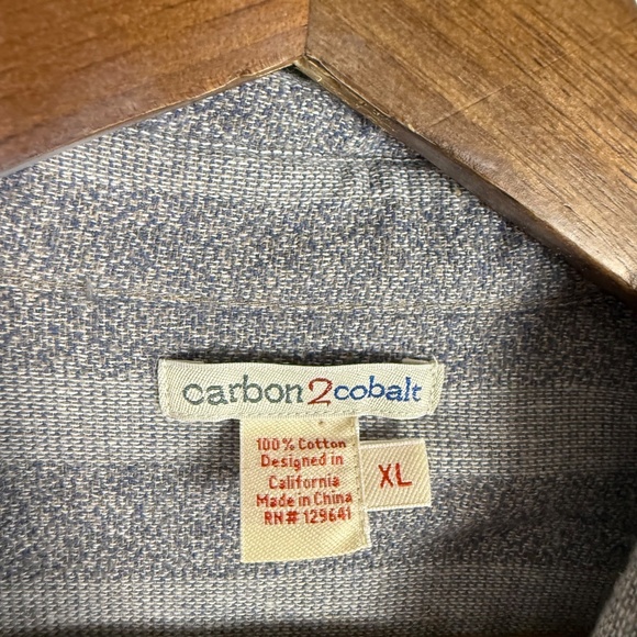 Carbon2Cobalt Gray Striped Double Pocket Long Sleeve Button Up Flannel Shirt XL - Picture 3 of 8